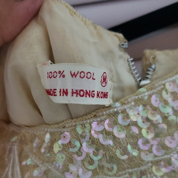 Cream Sequin Embellished Sleeveless Tank Top-1960s - Picture 9 of 13